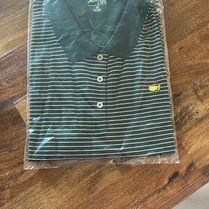 COPY - Masters Green and White Polo Shirt Striped Design